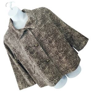 TALBOTS WOMAN! LUXE MICRO LEOPARD PRINT VELVETEEN JACKET! BROWN, BLACK, SZ 18WP